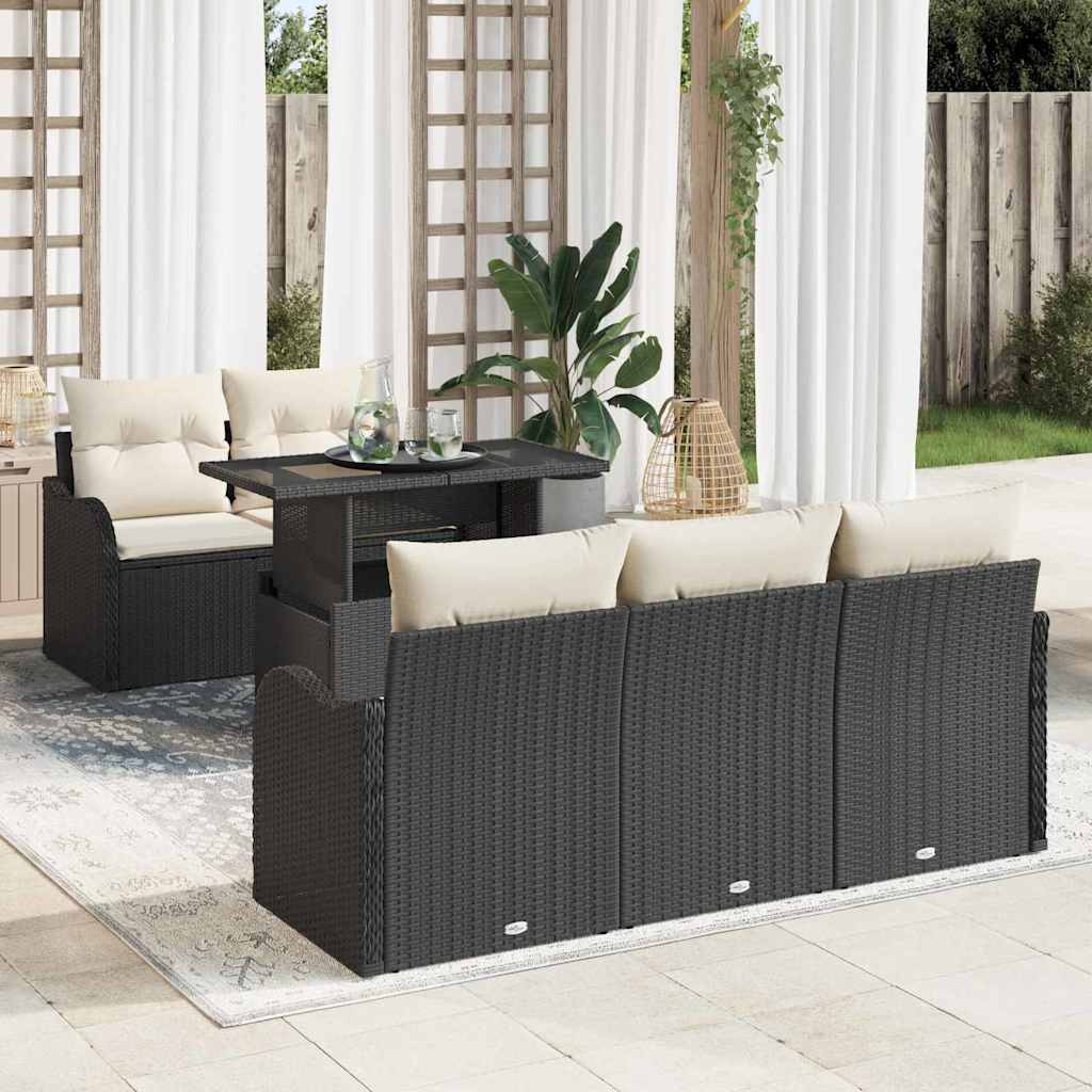Havesofa Sæt 6 stk. Sort Poly Rattan