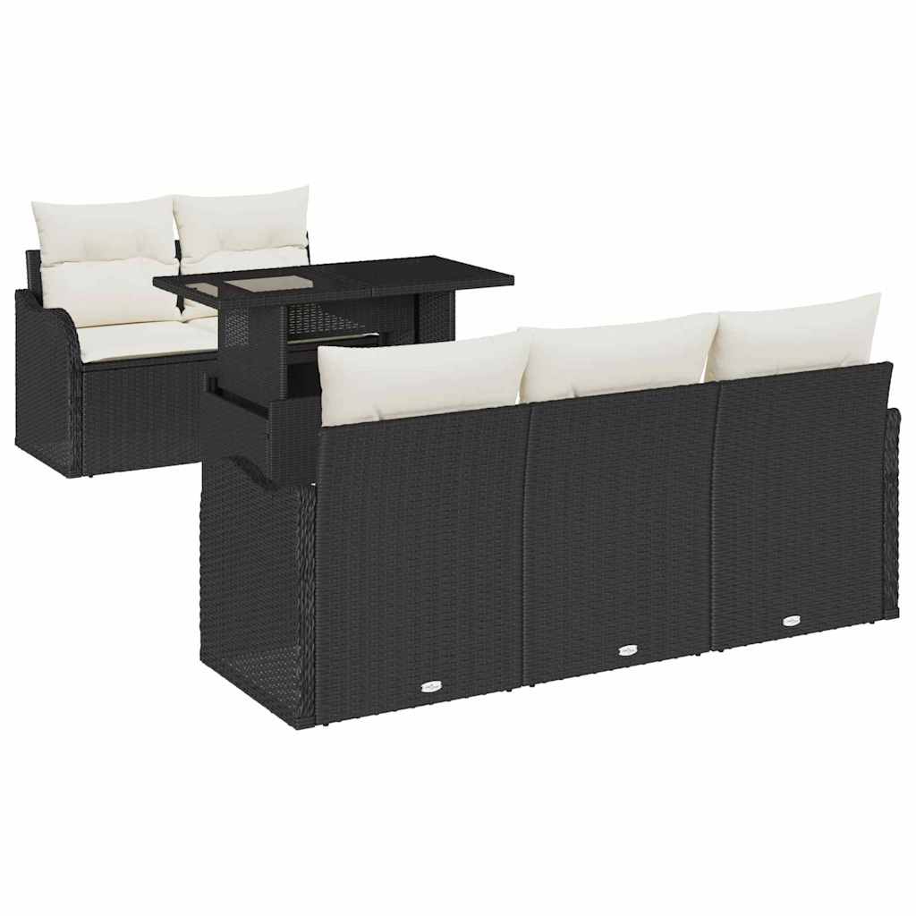 Havesofa Sæt 6 stk. Sort Poly Rattan