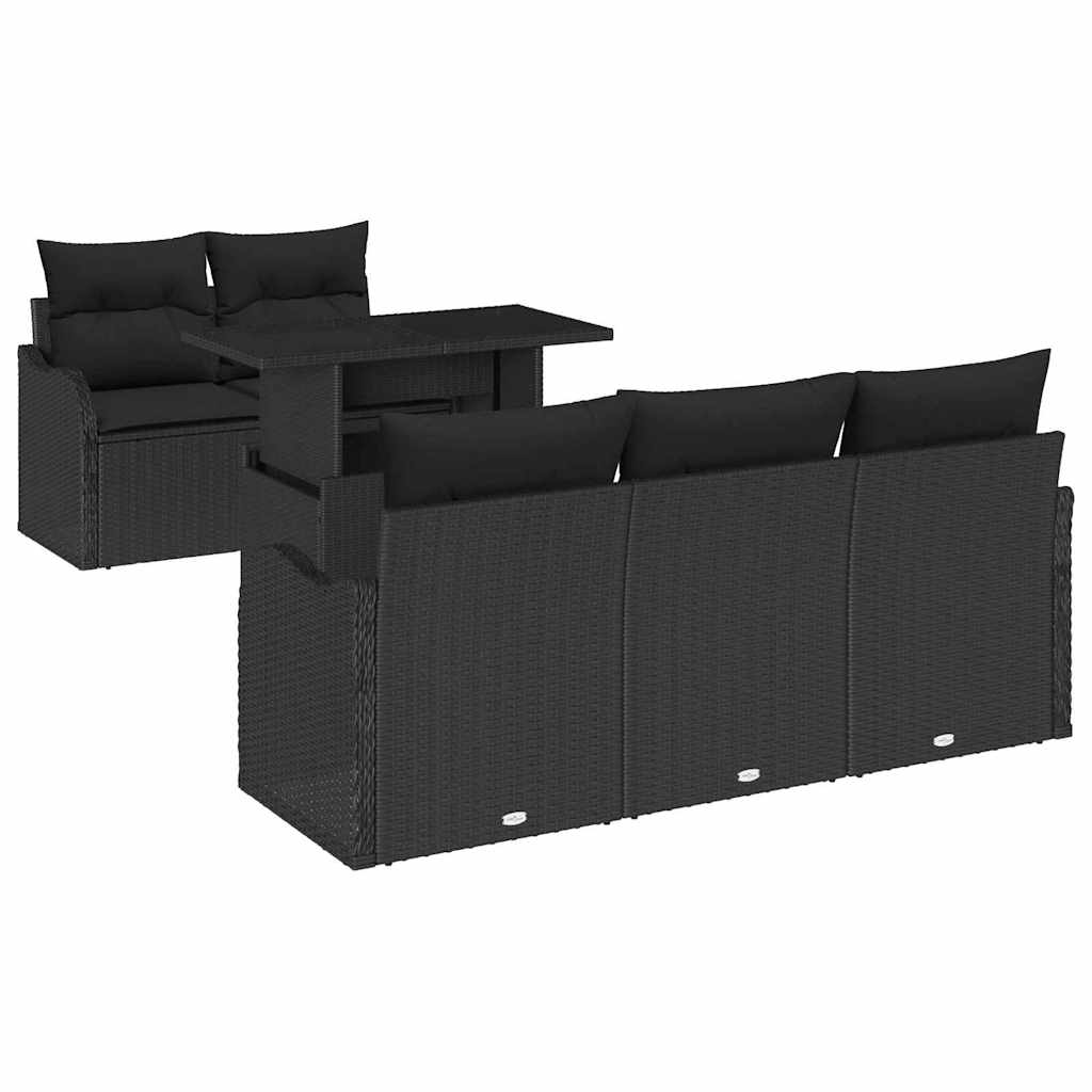 Havesofa Sæt 6 stk. Sort Poly Rattan