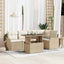 Havesofa Sæt 6 stk. Beige Poly Rattan