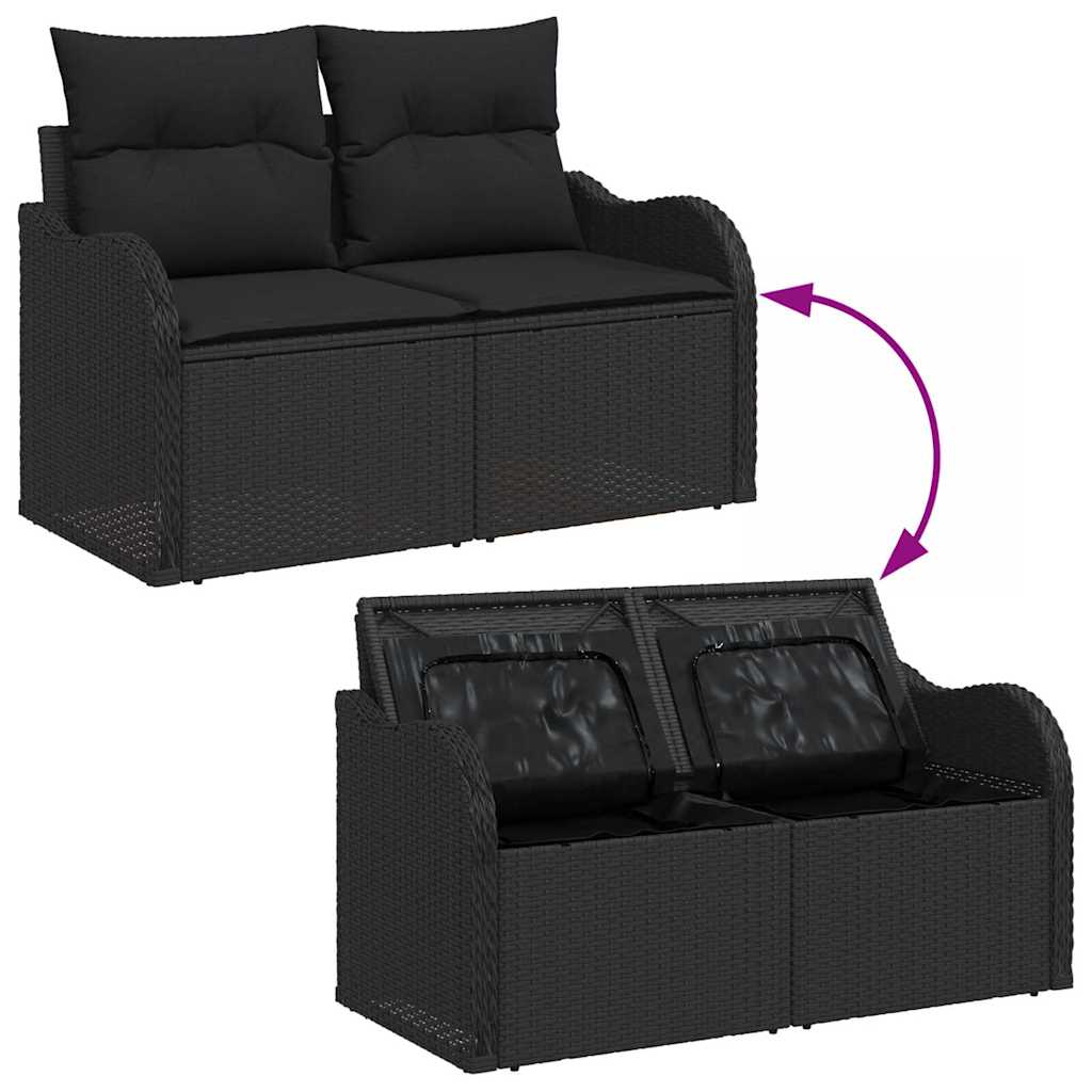 Havesofa Sæt 11 stk. 10-Antal sæder Sort Poly Rattan