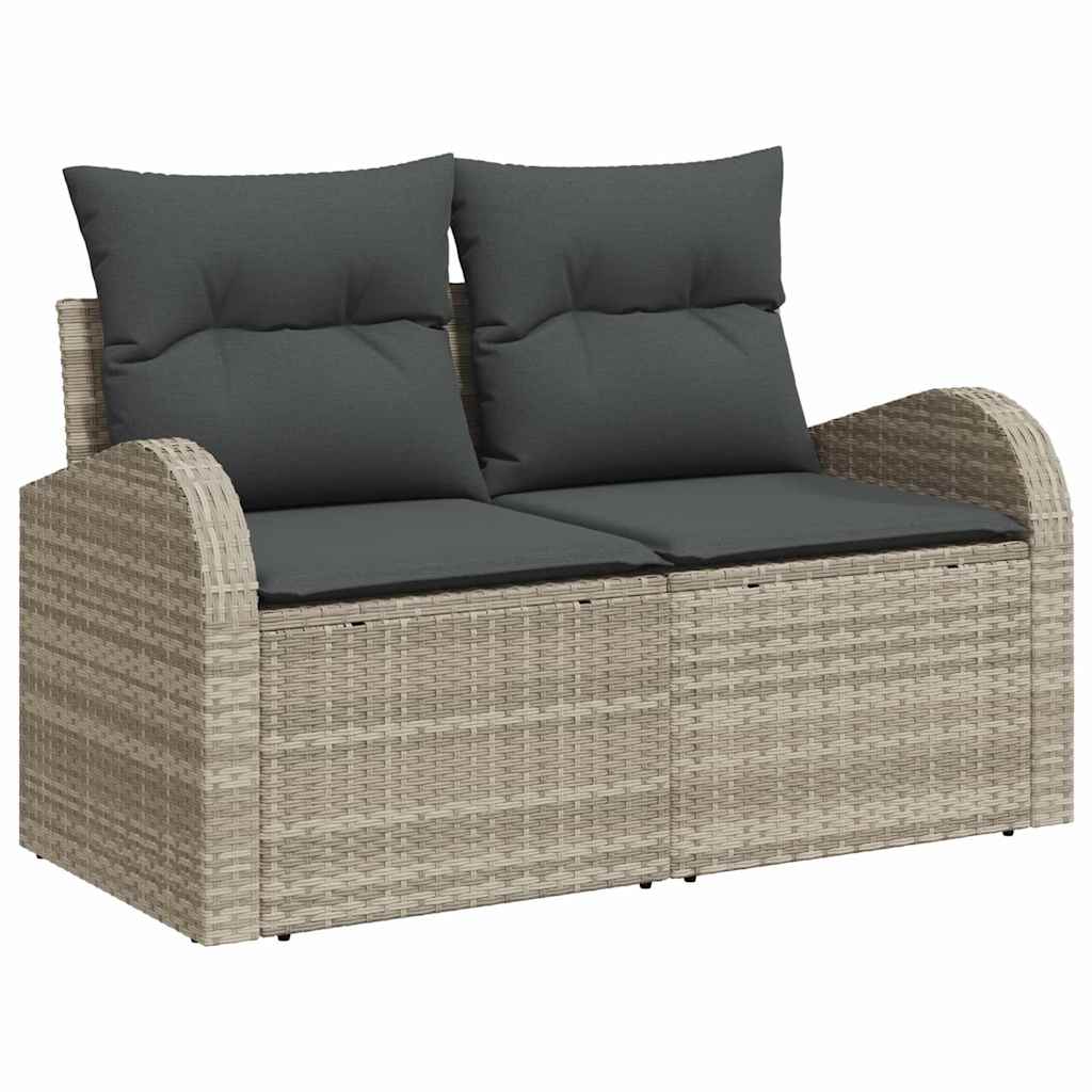 Havesofa Sæt 5 stk. Lysegrå Poly Rattan