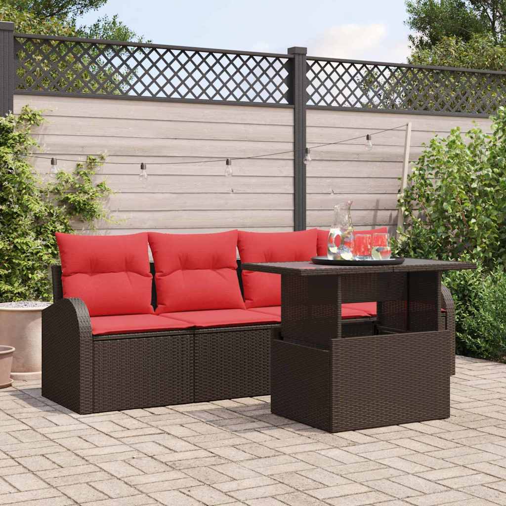 Havesofa Sæt 5 stk. Brun Poly Rattan