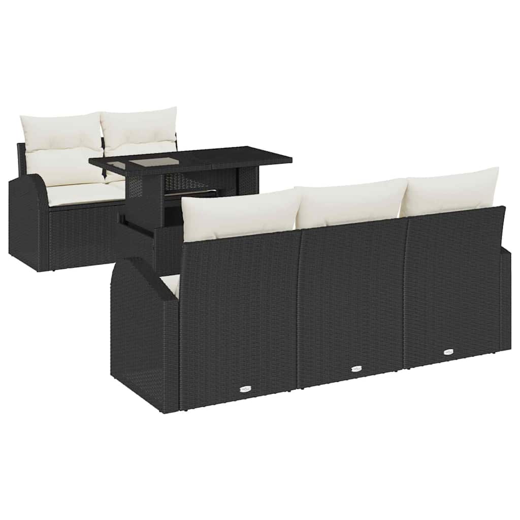 Havesofa Sæt 6 stk. Sort Poly Rattan