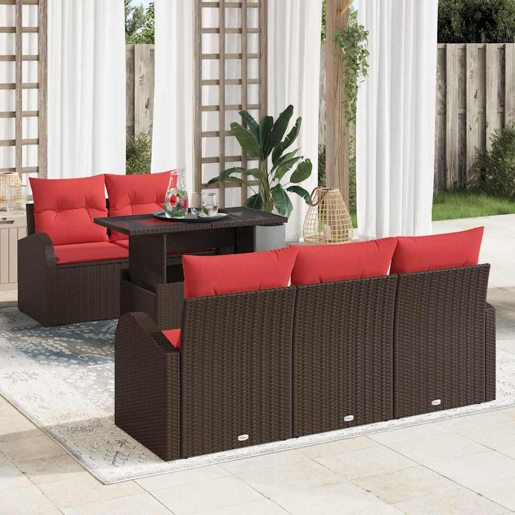 Havesofa Sæt 6 stk. Brun Poly Rattan