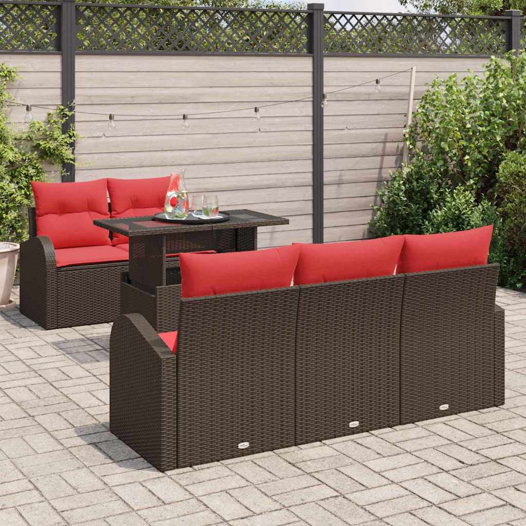 Havesofa Sæt 6 stk. Brun Poly Rattan