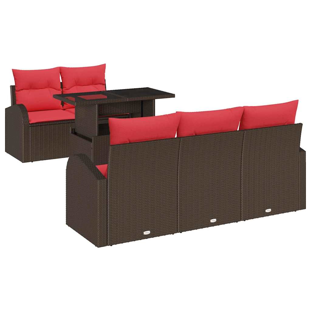 Havesofa Sæt 6 stk. Brun Poly Rattan