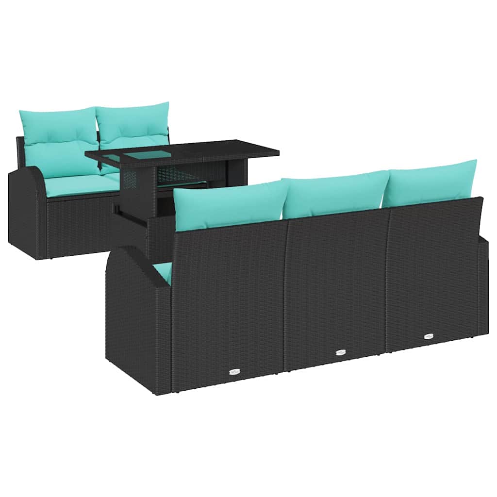 Havesofa Sæt 6 stk. Sort Poly Rattan