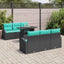 Havesofa Sæt 7 stk. Sort Poly Rattan
