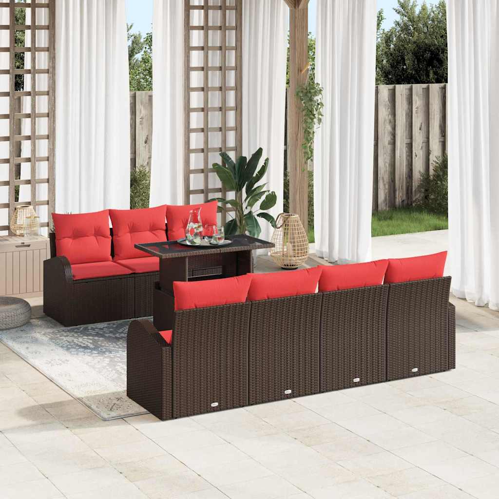 Havesofa Sæt 8 stk. Brun Poly Rattan