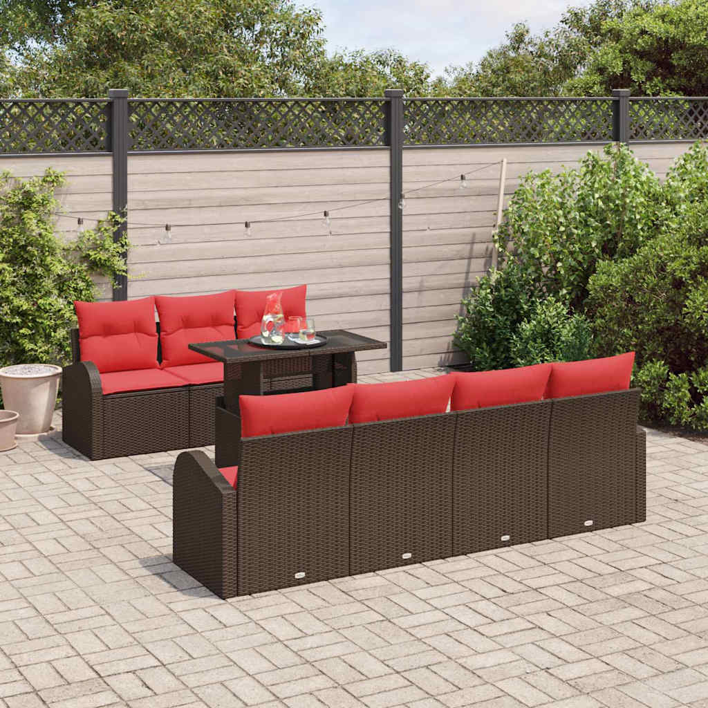 Havesofa Sæt 8 stk. Brun Poly Rattan