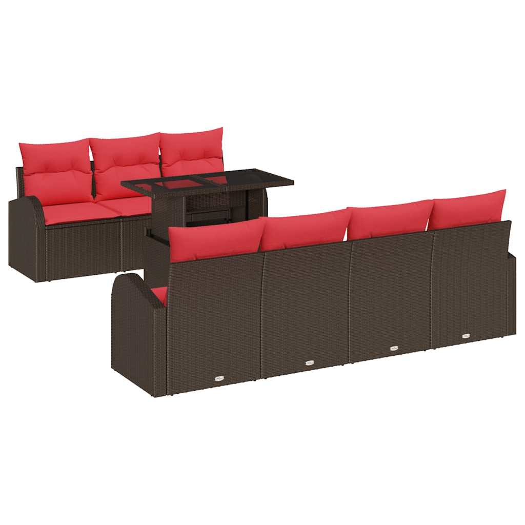 Havesofa Sæt 8 stk. Brun Poly Rattan