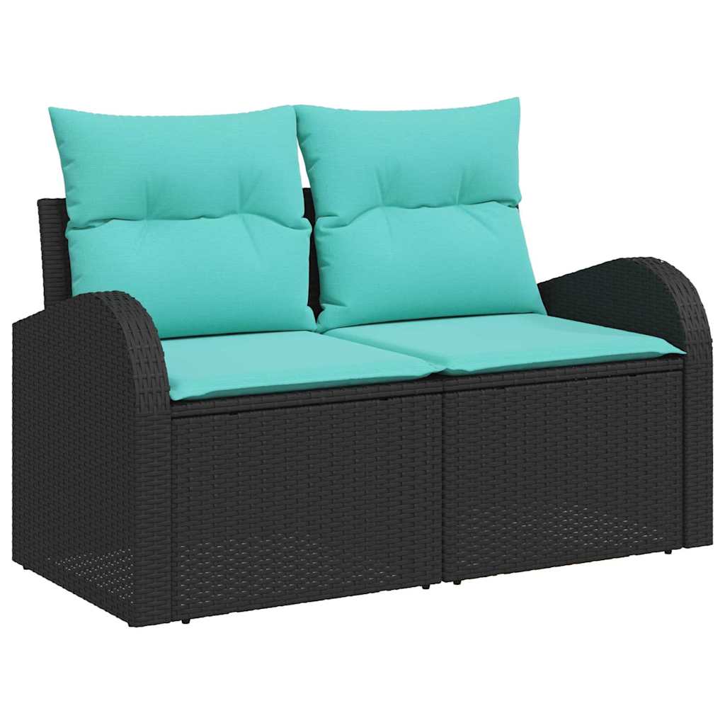 Havesofa Sæt 8 stk. Sort Poly Rattan