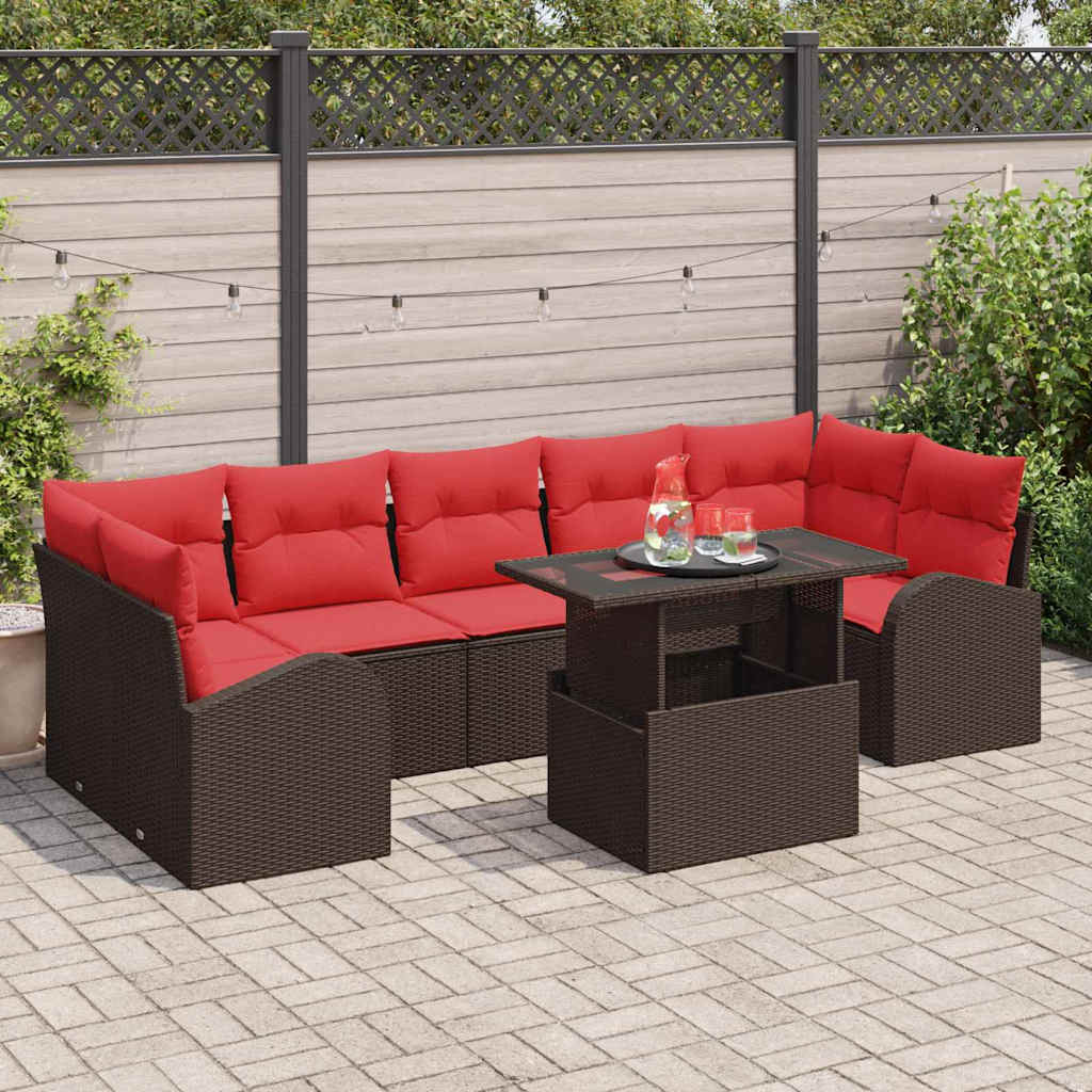 Havesofa Sæt 8 stk. Brun Poly Rattan