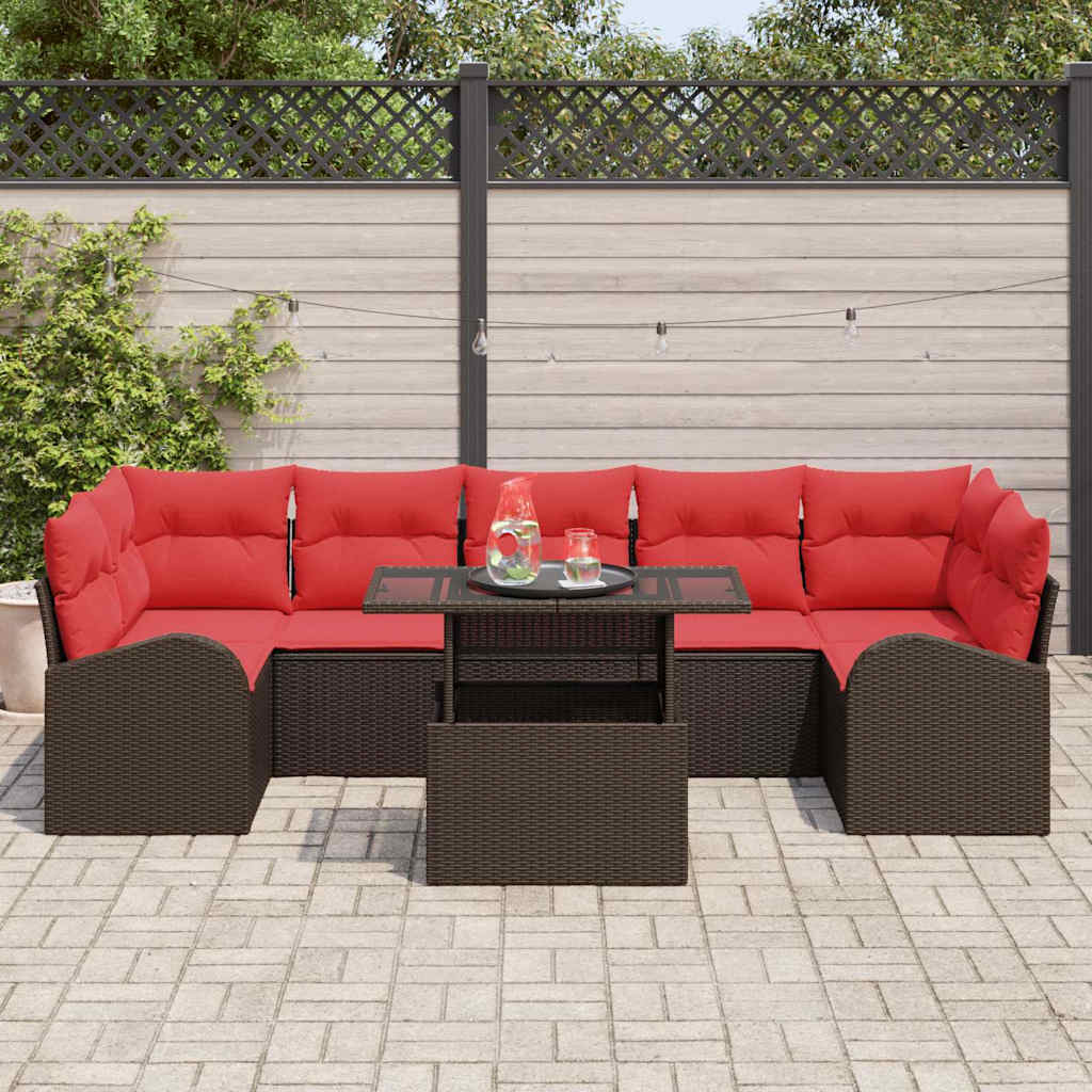 Havesofa Sæt 8 stk. Brun Poly Rattan