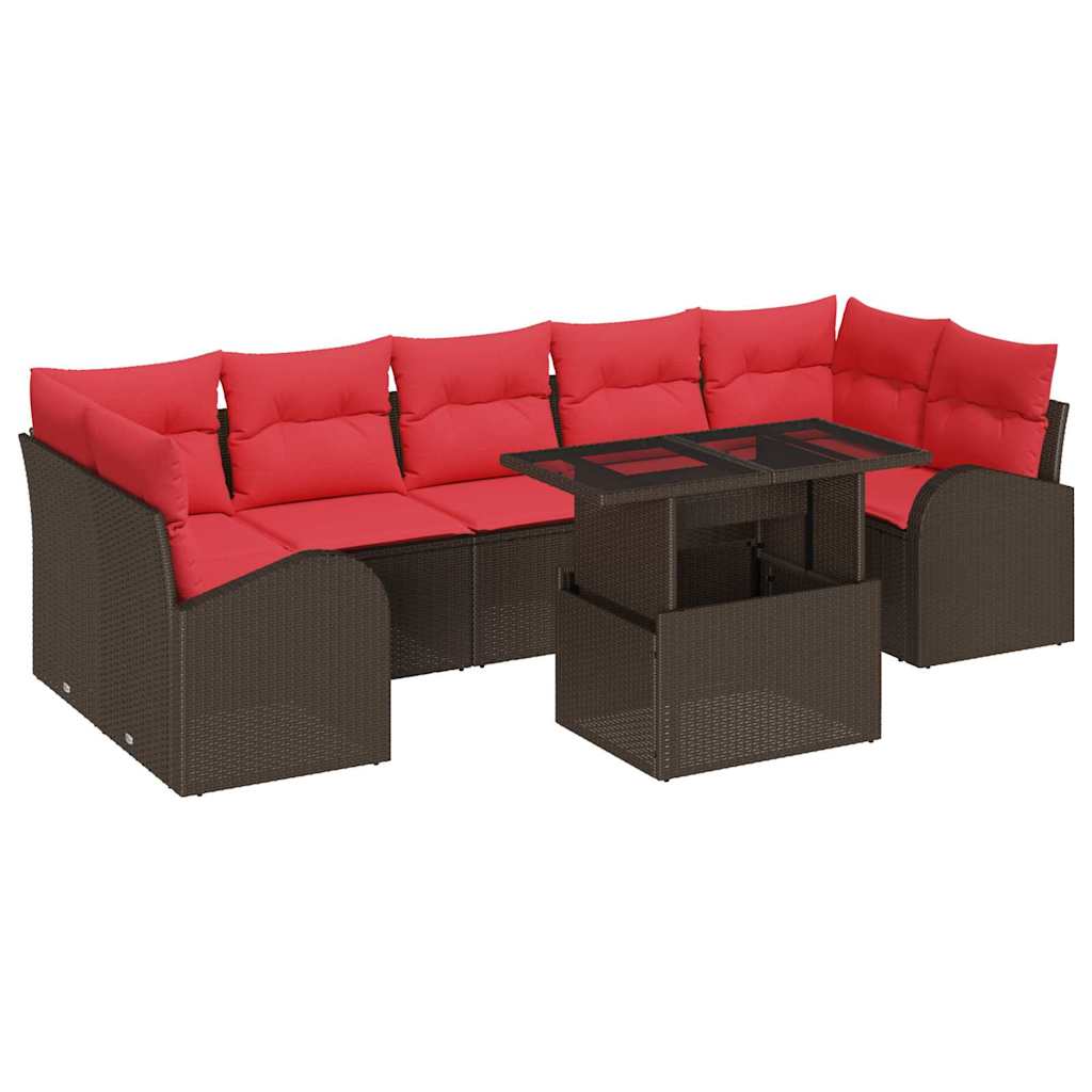 Havesofa Sæt 8 stk. Brun Poly Rattan