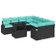 Havesofa Sæt 9 stk. Sort Poly Rattan