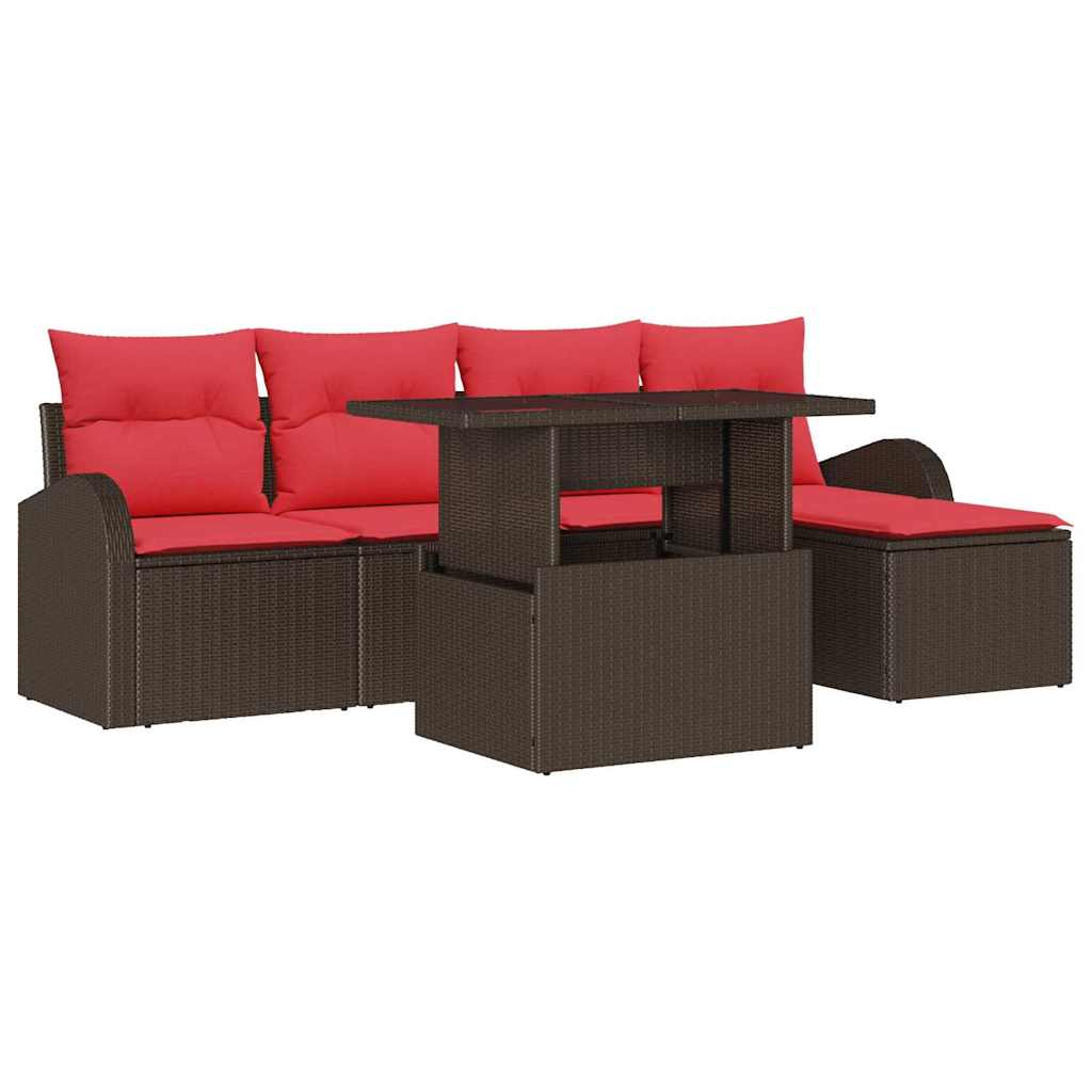 Havesofa Sæt 6 stk. Brun Poly rattan