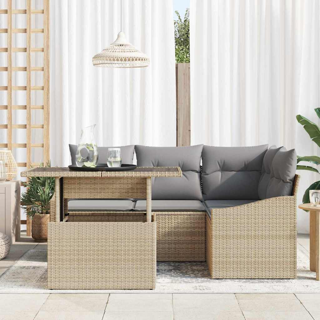 Havesofa Sæt 5 stk. Beige og lys grå