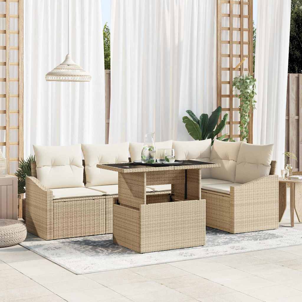 Havesofa Sæt 6 stk. Beige og creme