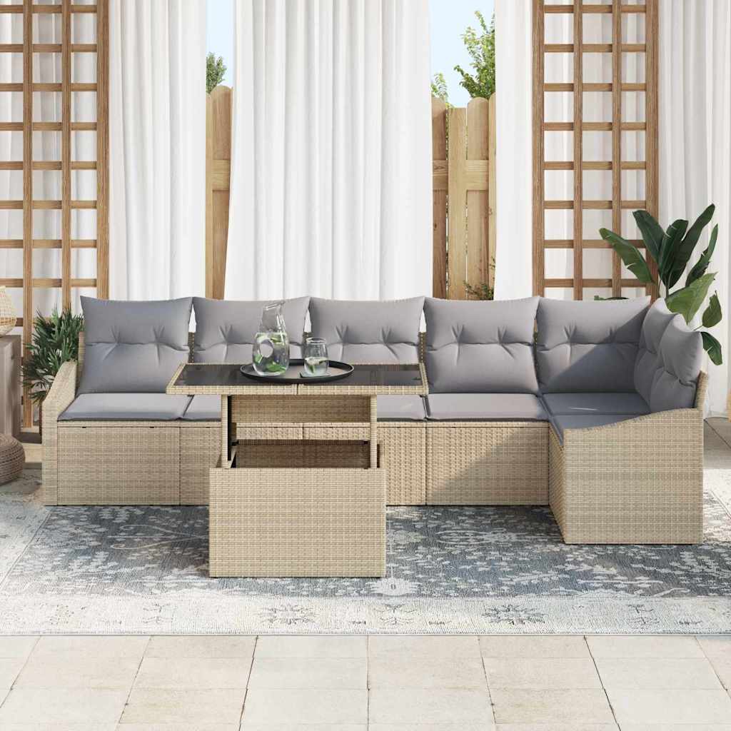 Havesofa Sæt 7 stk. Beige og lys grå