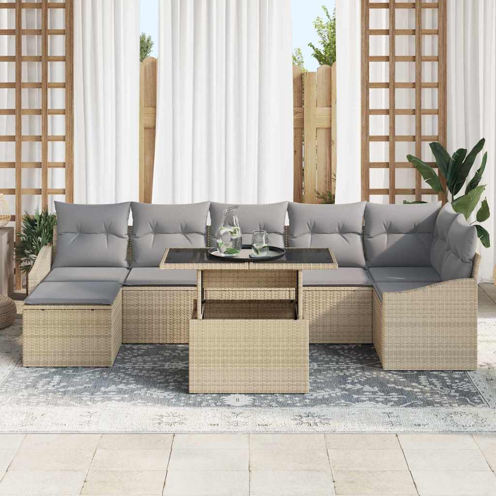 Havesofa Sæt 8 stk. Beige og lys grå