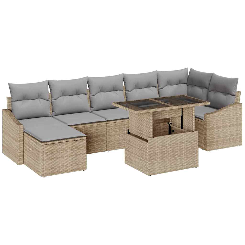 Havesofa Sæt 8 stk. Beige og lys grå