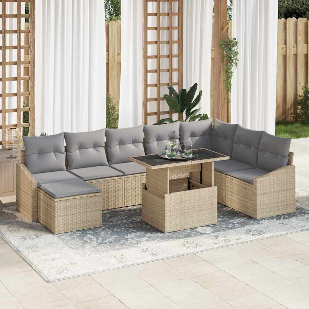 Havesofa Sæt 9 stk. Beige og lys grå