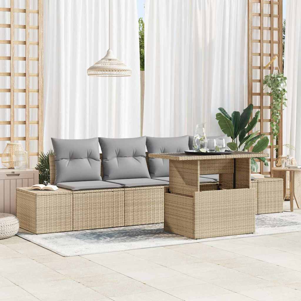Havesofa Sæt 5 stk. Beige og lys grå