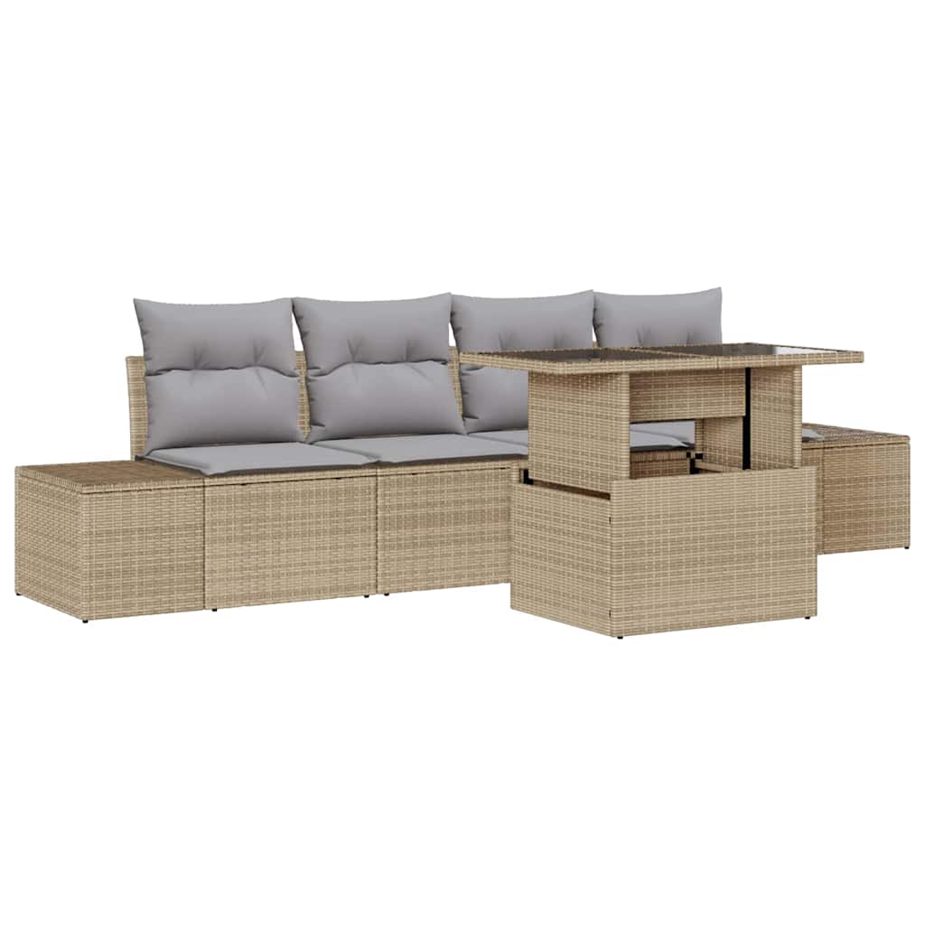 Havesofa Sæt 5 stk. Beige og lys grå