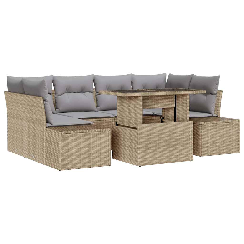 Havesofa Sæt 7 stk. Beige og lys grå