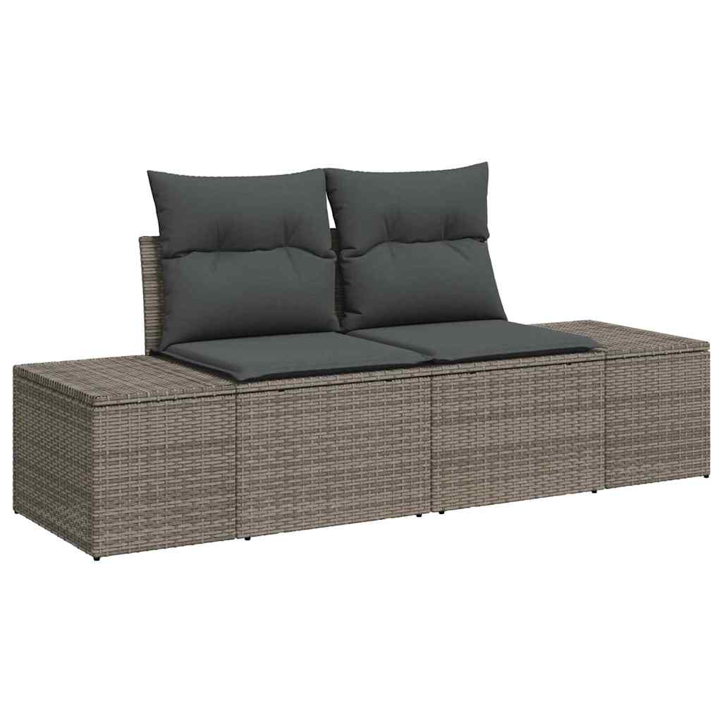 Havesofa Sæt 8 stk. Grå Poly Rattan og pulverlakeret stål