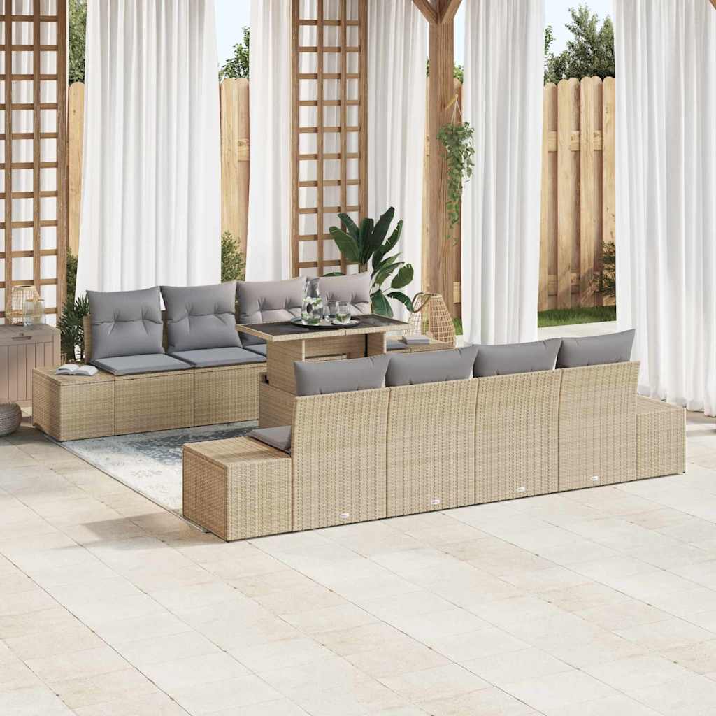 Havesofa Sæt 9 stk. Beige og lys grå