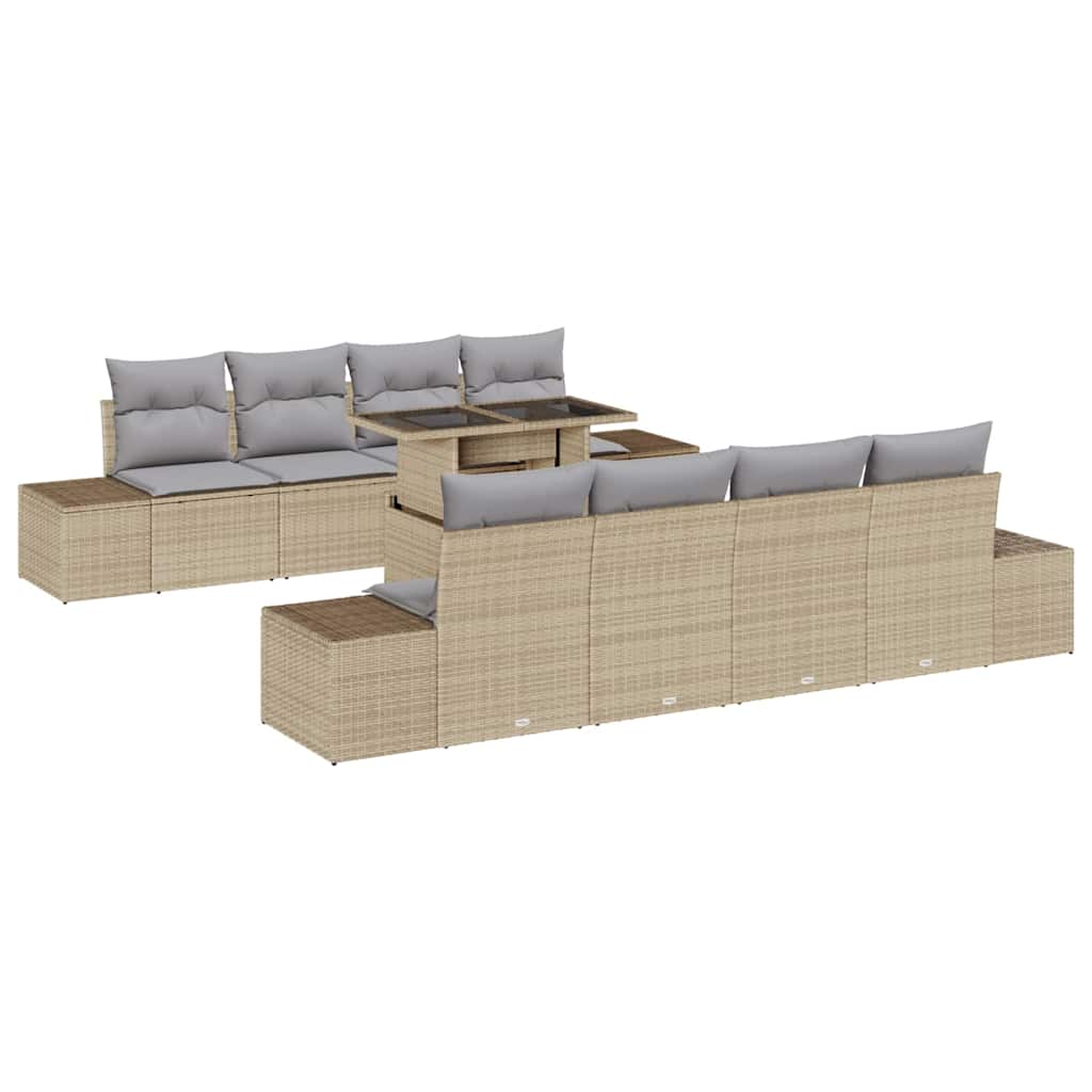 Havesofa Sæt 9 stk. Beige og lys grå
