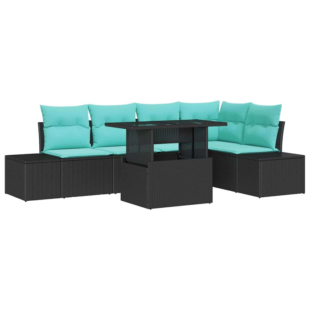 Havesofa Sæt 6 stk. Sort polyrattan