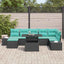 Havesofa Sæt 8 stk. Sort polyrattan