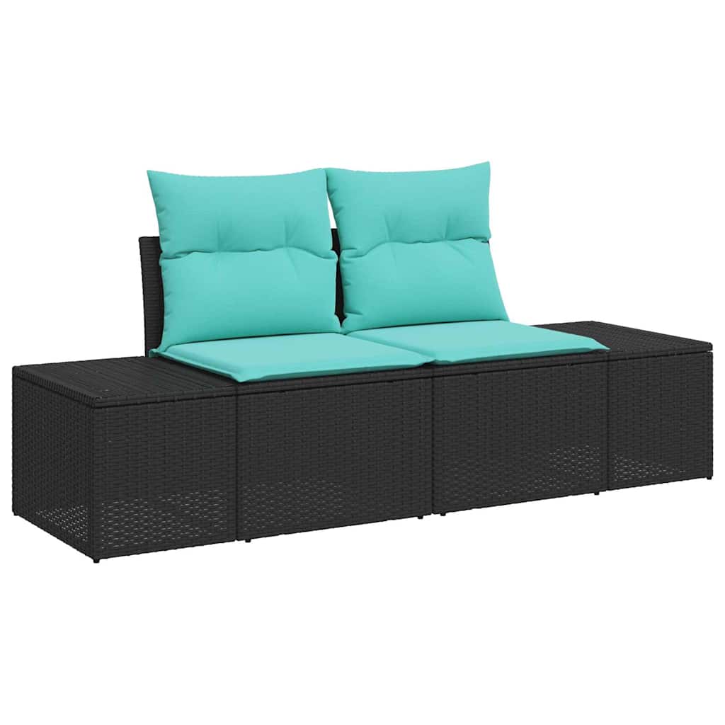 Havesofa Sæt 8 stk. Sort polyrattan