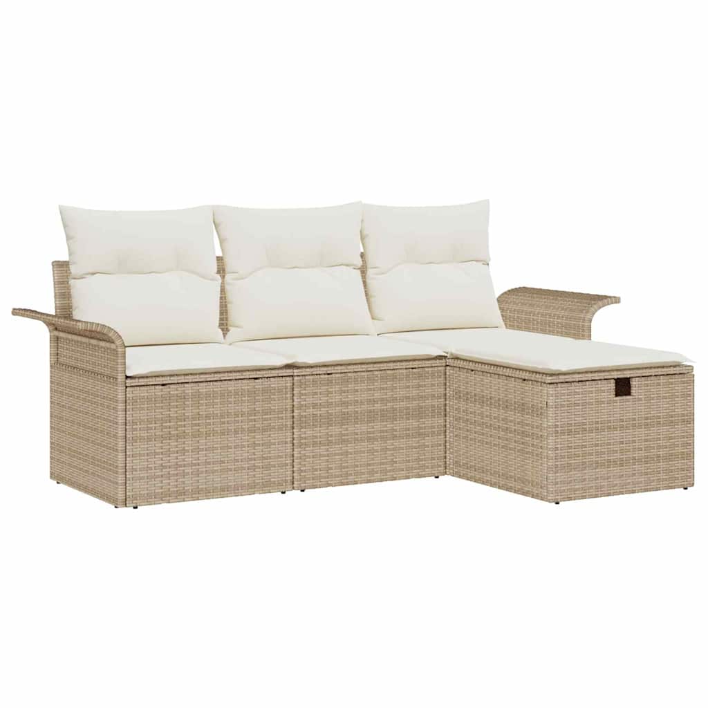 Havesofa Sæt 4 stk. Beige og creme polyrattan
