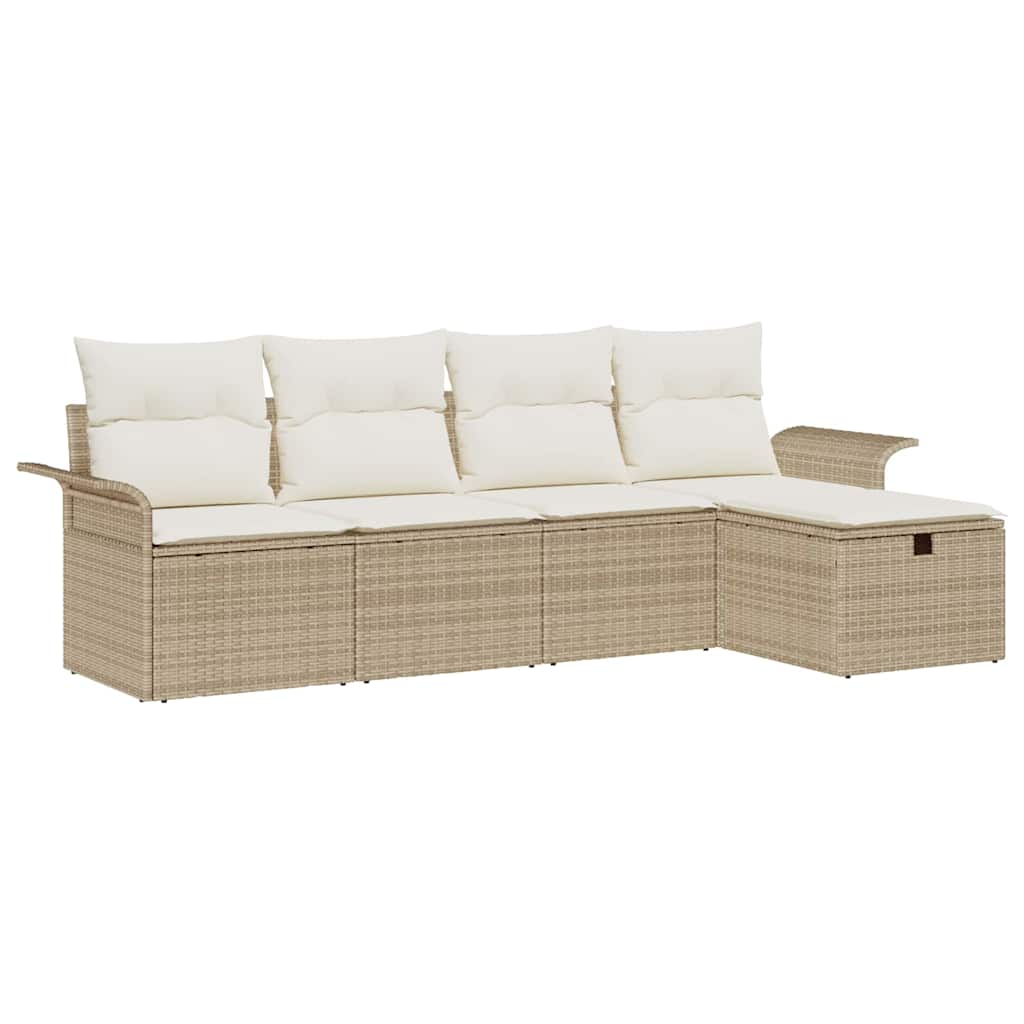 Havesofa Sæt 5 stk. Beige og creme polyrattan