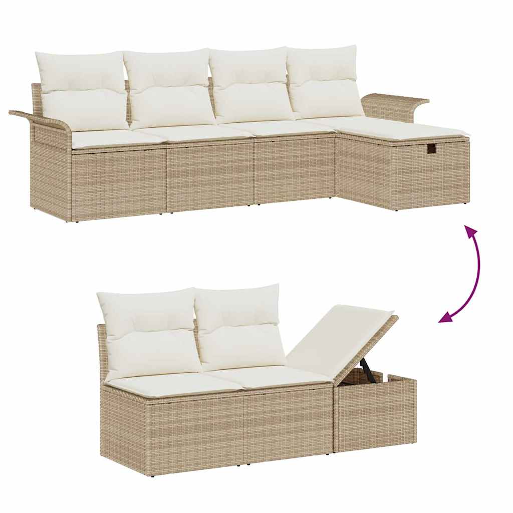 Havesofa Sæt 6 stk. Beige og creme polyrattan