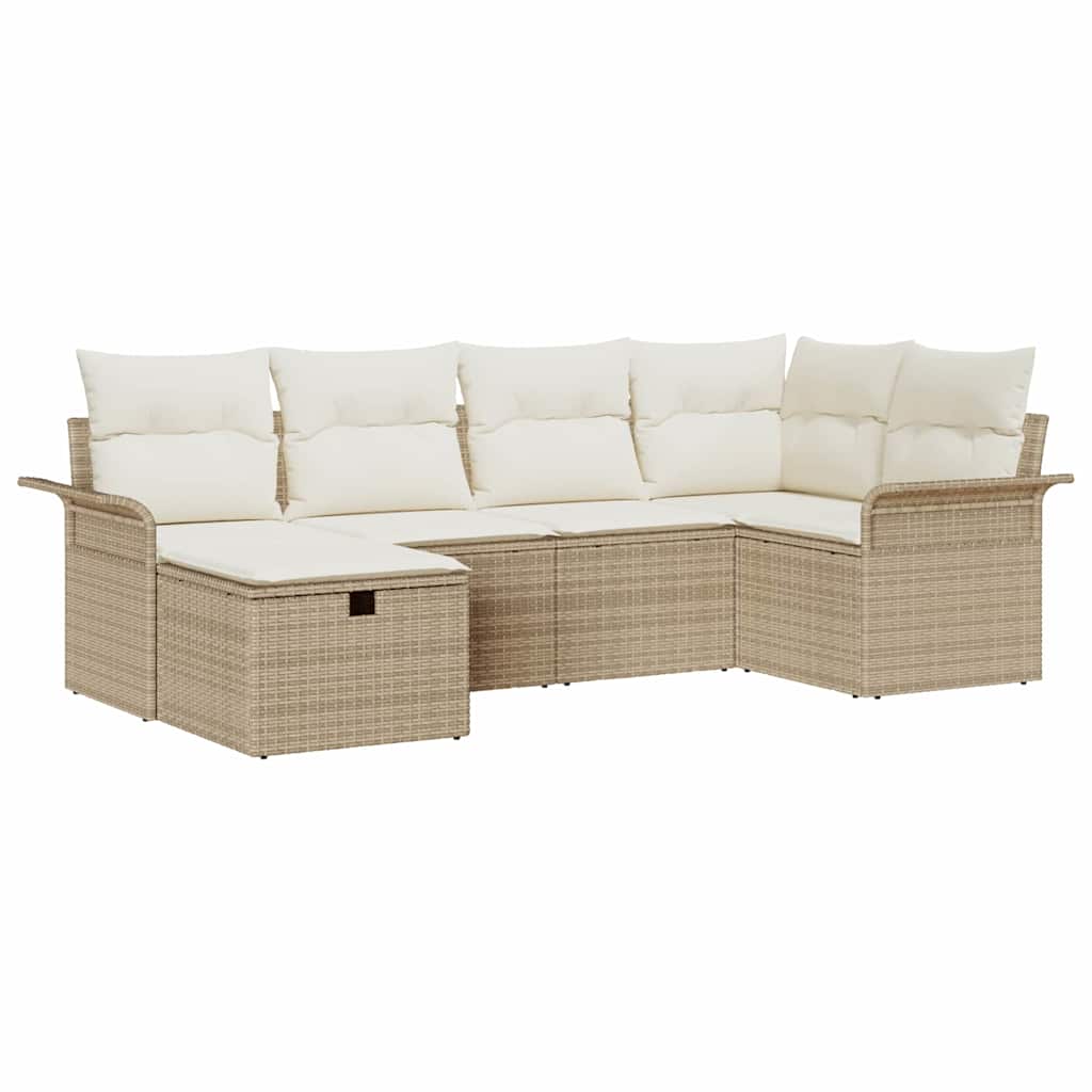 Havesofa Sæt 6 stk. Beige og creme polyrattan