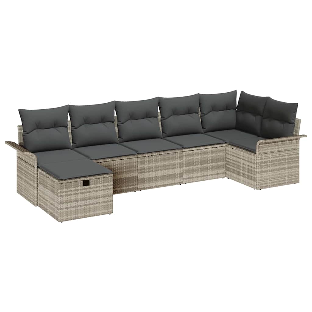Havesofa Sæt 7 stk. Lysegrå polyrattan