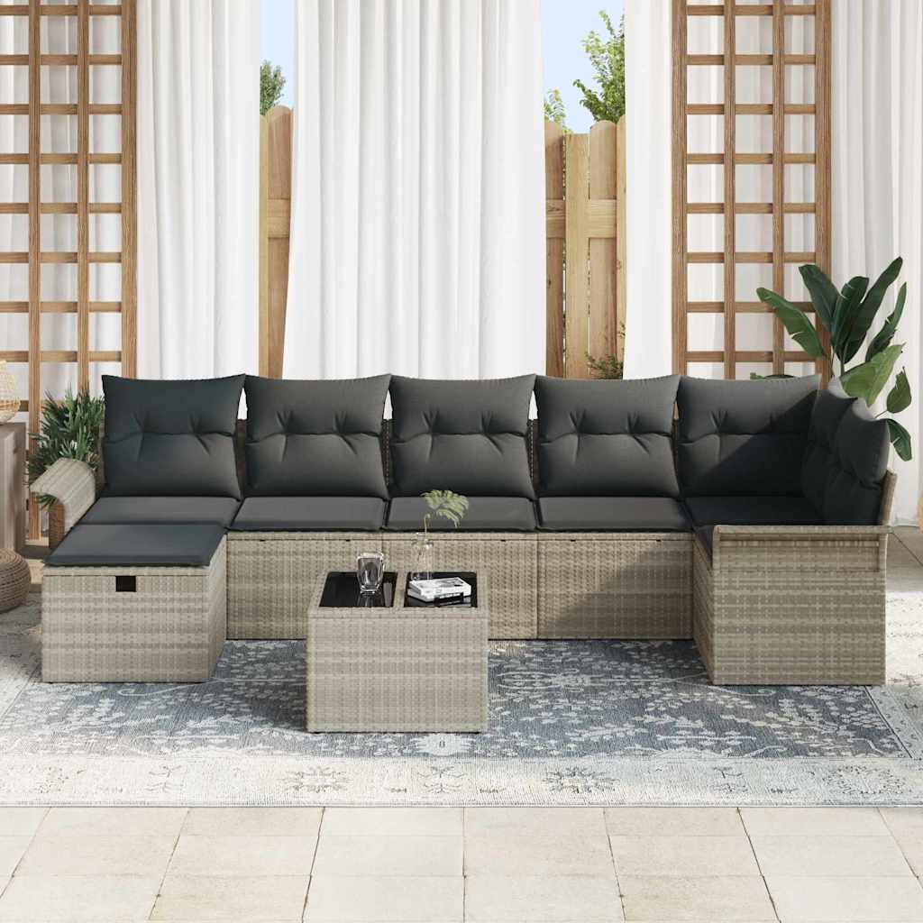 Havesofa Sæt 8 stk. Lysegrå polyrattan