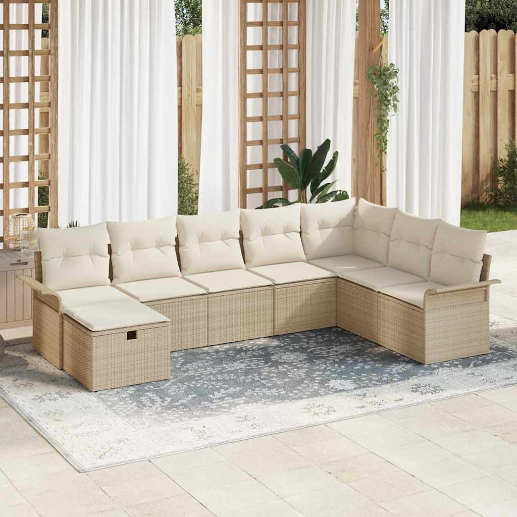 Havesofa Sæt 8 stk. Beige og creme polyrattan