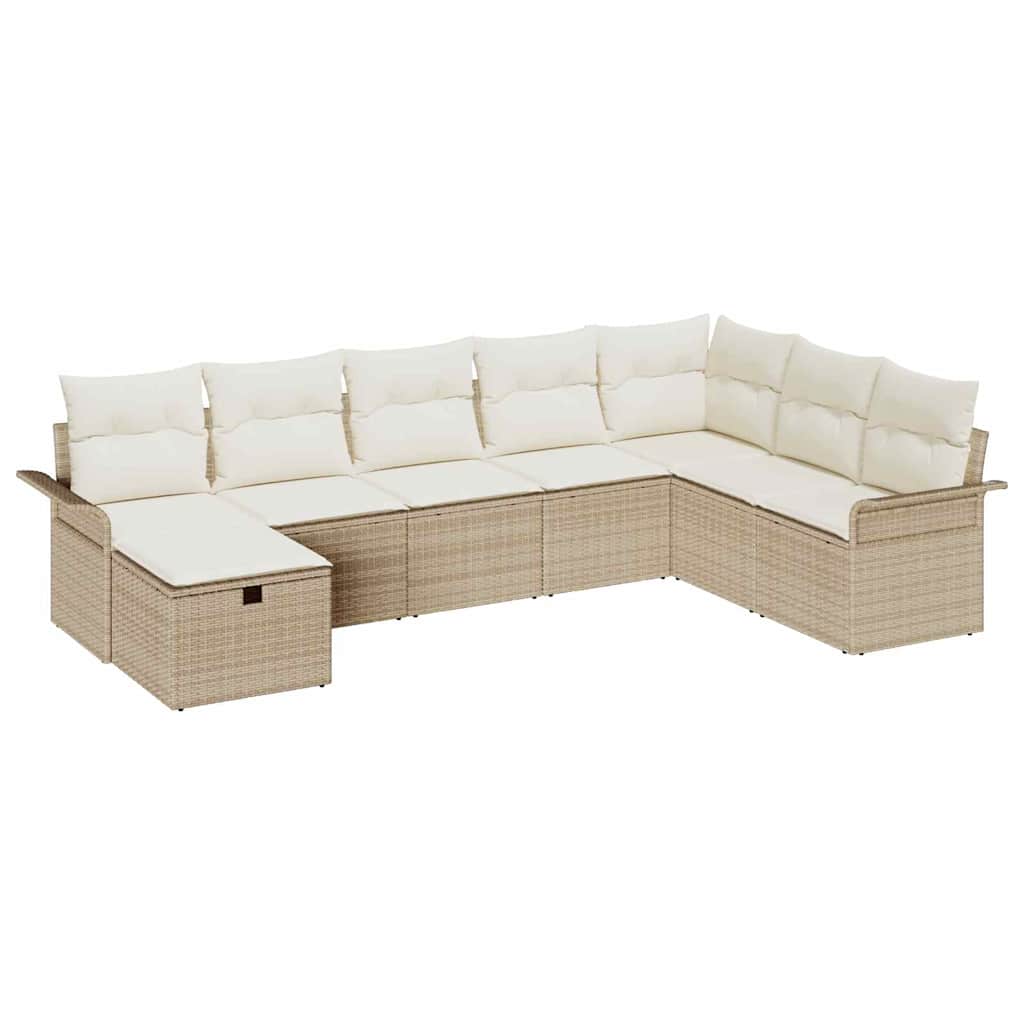 Havesofa Sæt 8 stk. Beige og creme polyrattan
