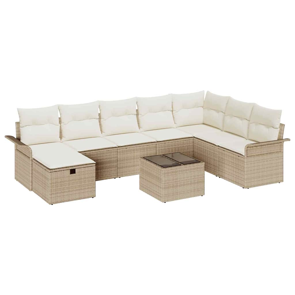 Havesofa Sæt 9 stk. Beige og creme polyrattan