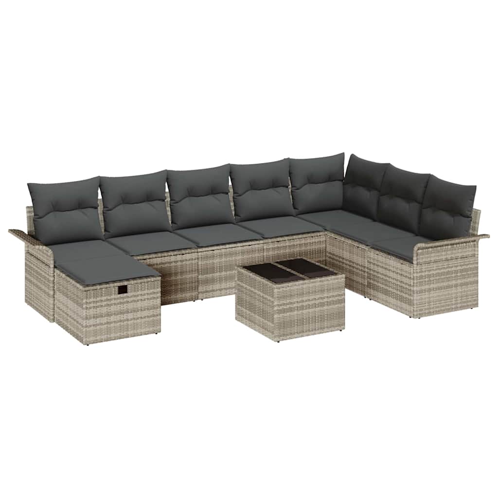 Havesofa Sæt 9 stk. Lysegrå polyrattan