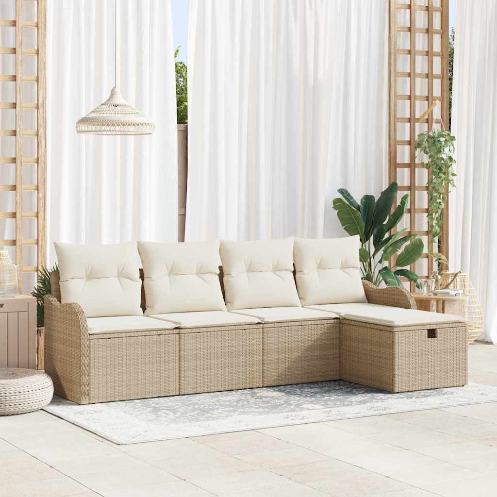 Havesofa Sæt 5 stk. 4-Antal sæder Beige og creme polyrattan