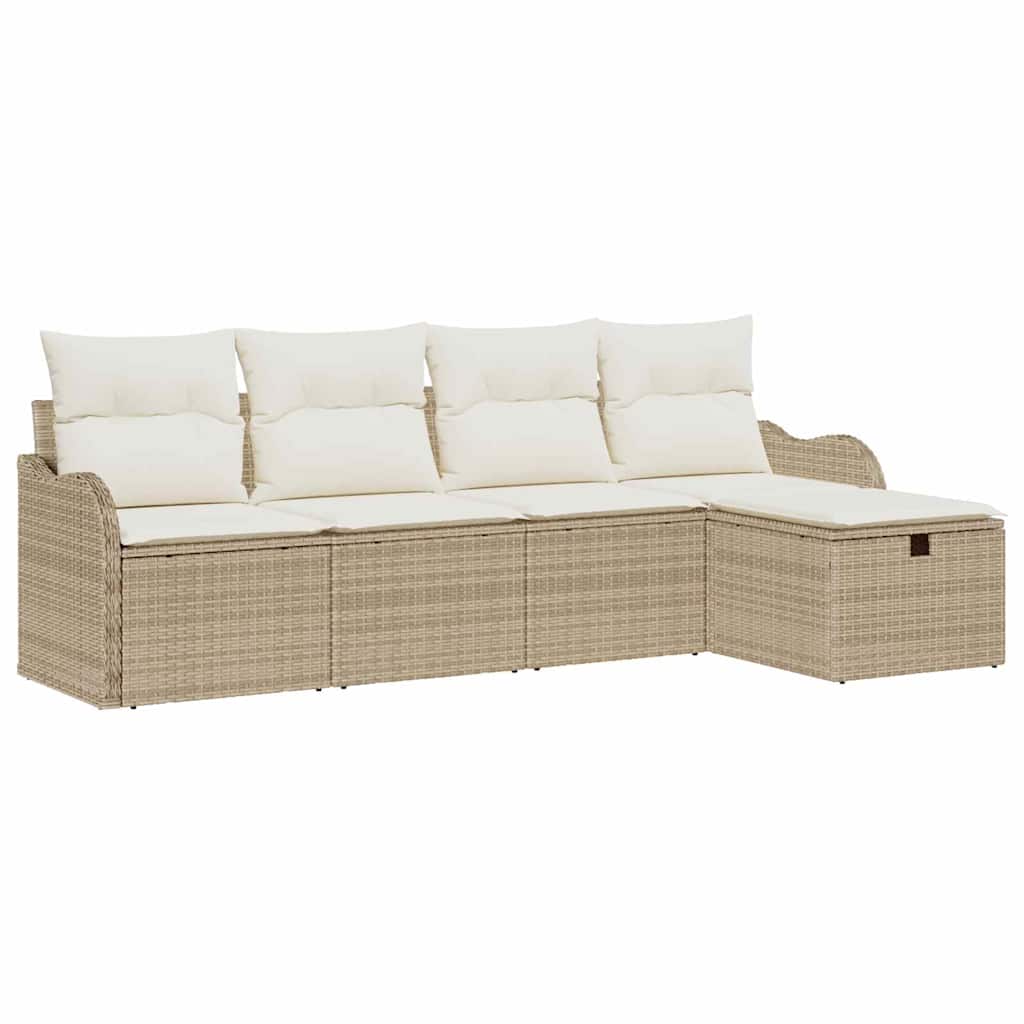 Havesofa Sæt 5 stk. 4-Antal sæder Beige og creme polyrattan
