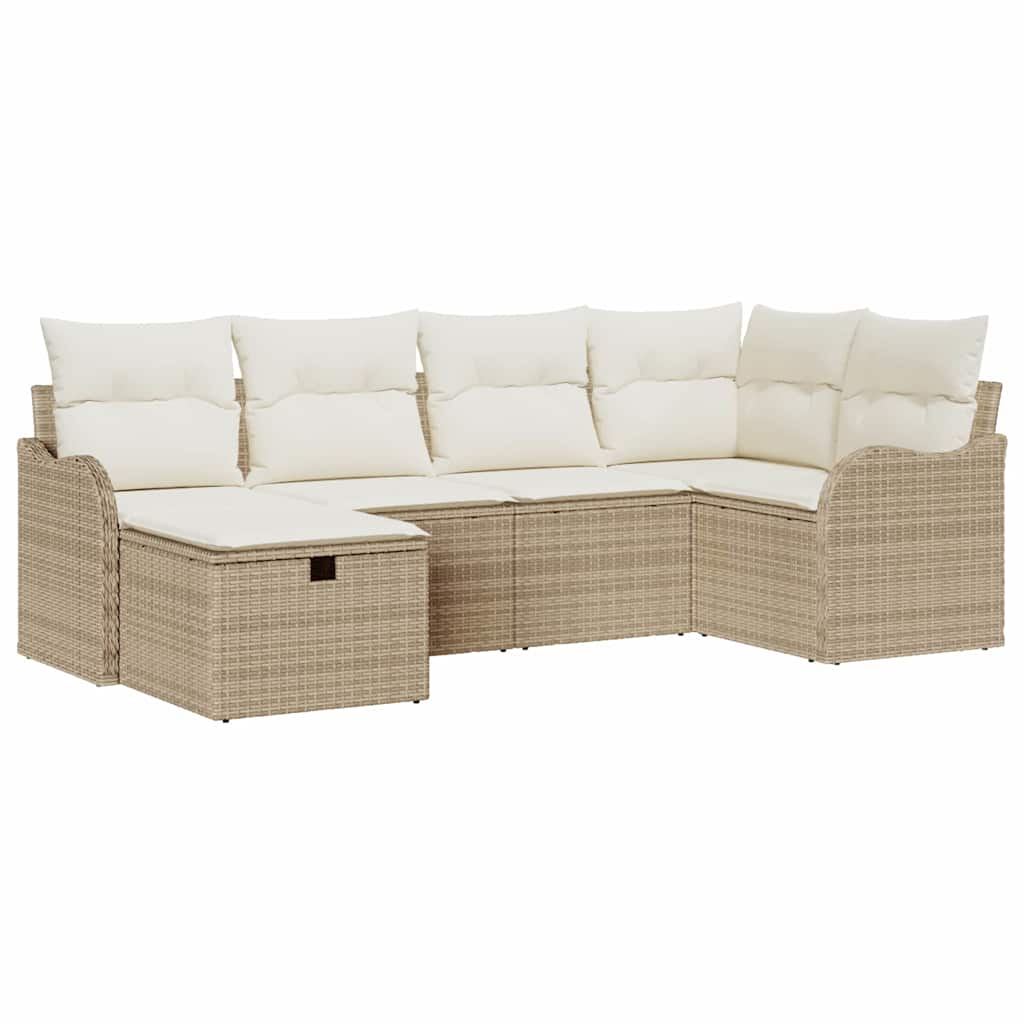 Havesofa Sæt 6 stk. 6-Antal sæder Beige og creme polyrattan